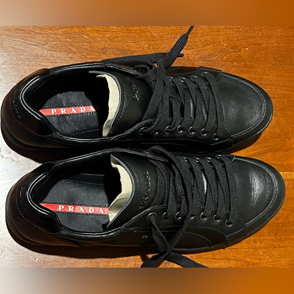 Men’s Authentic Prada Sneakers Size 9 Pristine - Unworn Nero 4E1835 - Picture 4 of 8
